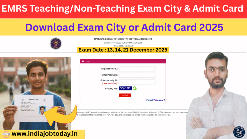 EMRS TeachingNon-Teaching Exam City & Admit Card 2025