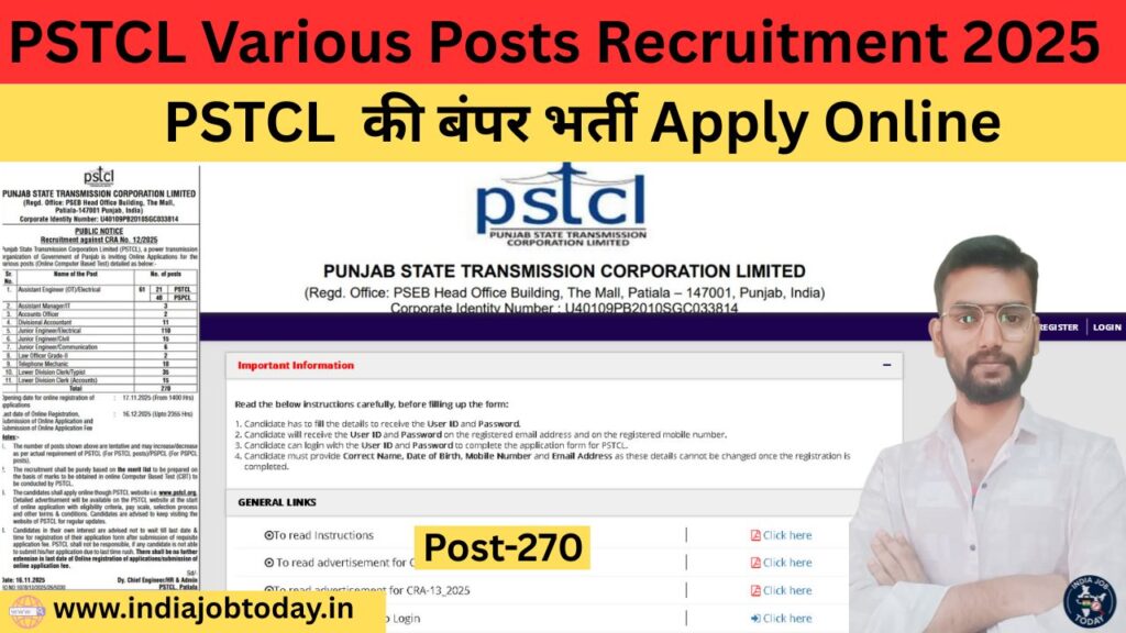 PSTCL Various Posts Recruitment 2025 – Apply Online