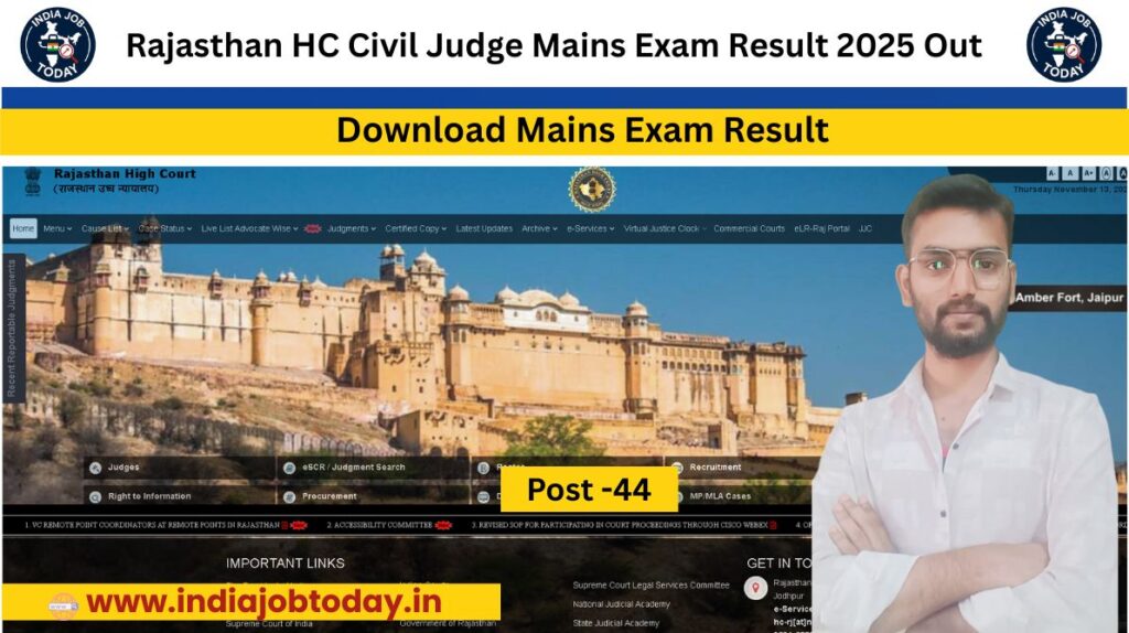 Rajasthan HC Civil Judge Mains Exam Result 2025 Out