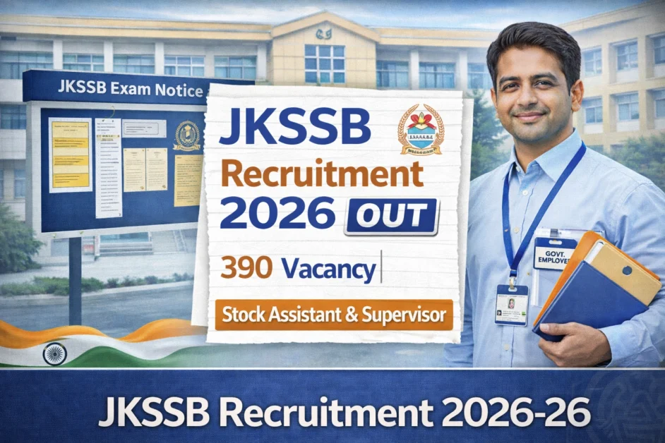 JKSSB Recruitment 2026 OUT 390 Stock Assistant, Supervisor Vacancy Apply Online
