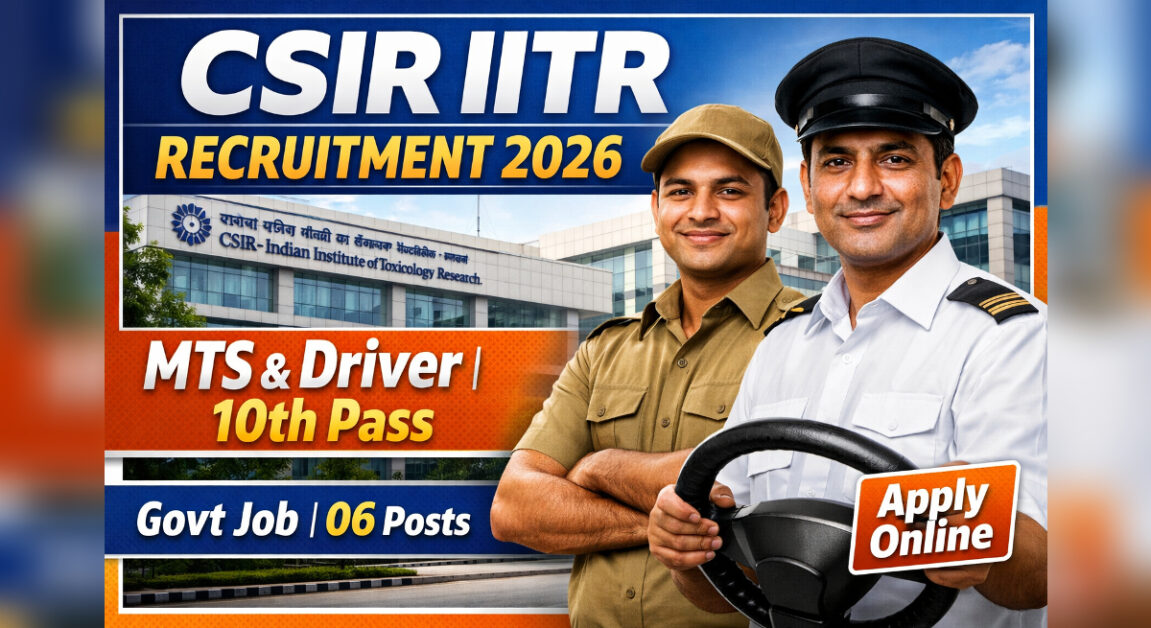 CSIR IITR Recruitment 2026 - Golden Chance For 10th Pass - MTS & Driver Jobs Apply Online