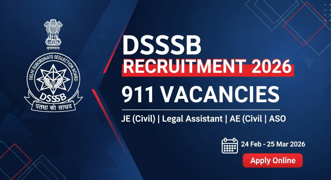 DSSSB Bharti 2026: Apply Online for 911 Vacancies Current image: DSSSB Recruitment 2026