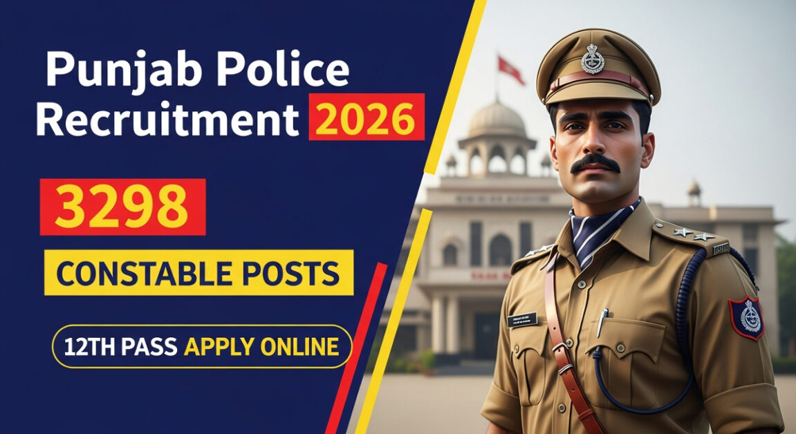 Punjab Police Constable Recruitment 2026 - 3298 Posts Online Form Start 12th Pass Apply Now